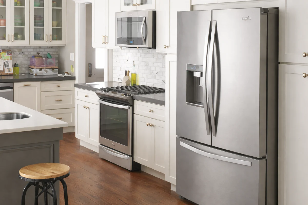 Modern kitchen with stainless steel appliances